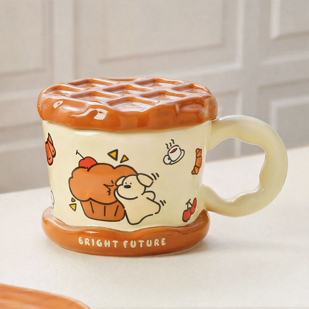 Sweet Waffle Ceramic Mug  (450ml)