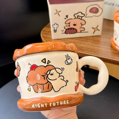 Sweet Waffle Ceramic Mug  (450ml)