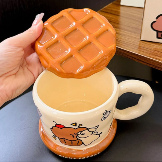 Sweet Waffle Ceramic Mug  (450ml)