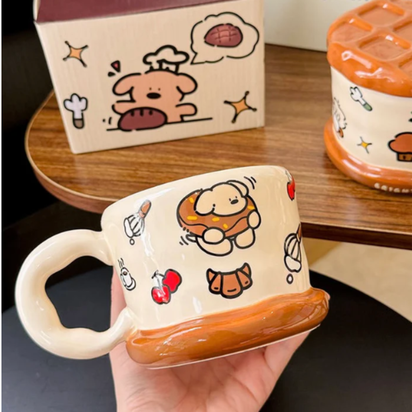 Sweet Waffle Ceramic Mug  (450ml)