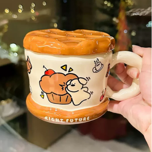 Sweet Waffle Ceramic Mug  (450ml)