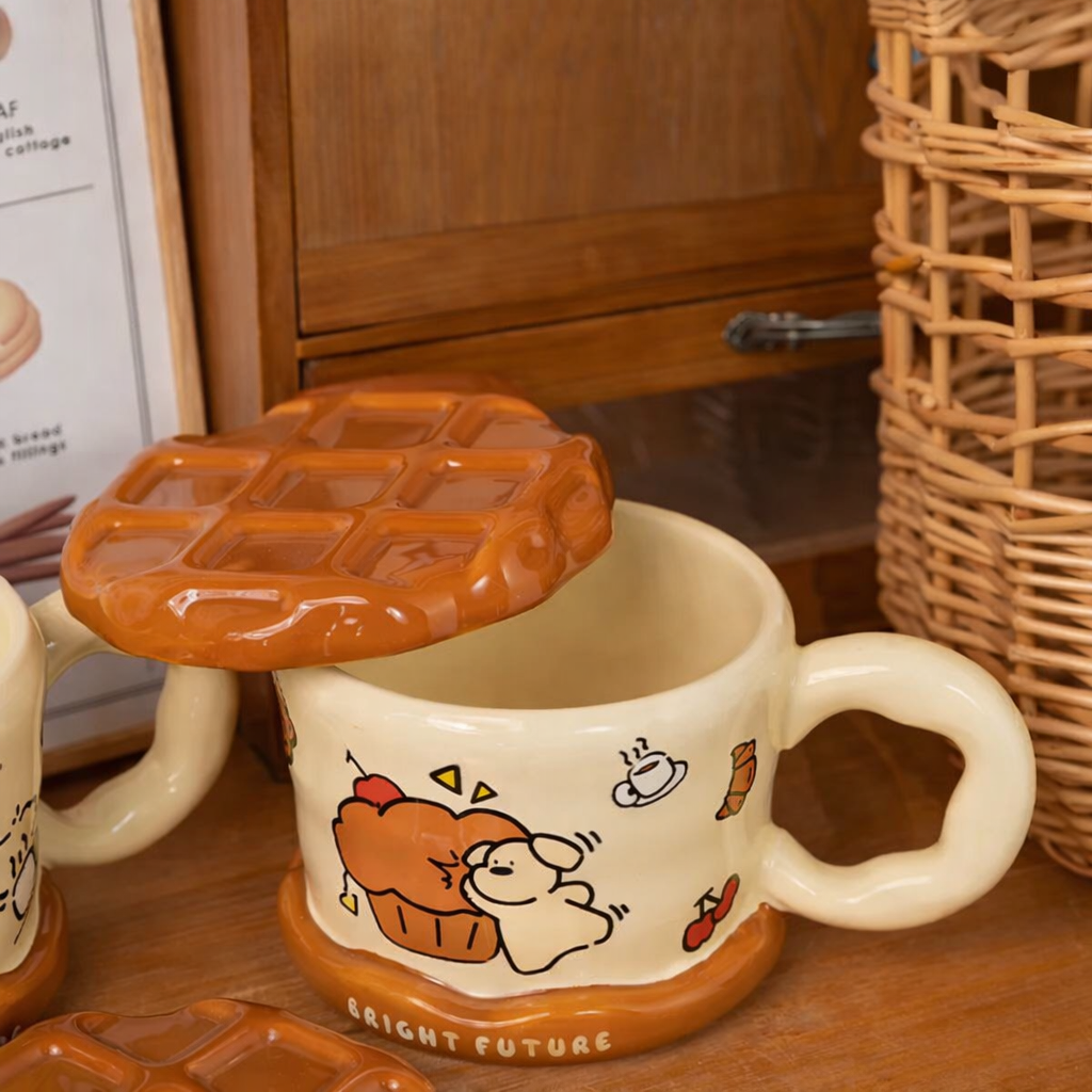 Sweet Waffle Ceramic Mug  (450ml)