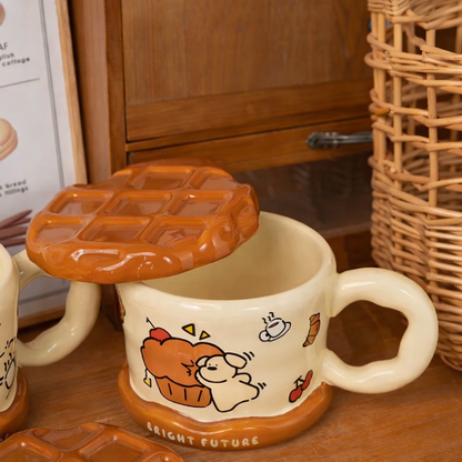 Sweet Waffle Ceramic Mug  (450ml)